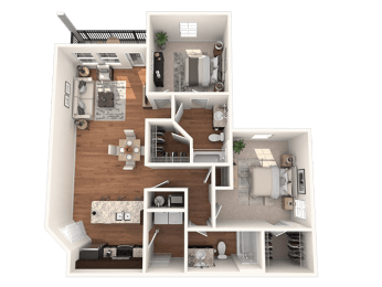 2 bed 2 bath Starting from 1125 Square-Feet Mirage Floor Plan at The Oasis at Brandon, Florida, 33578