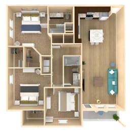 3bed 2bath Vista Floor Plan with 1332 square feet at The Oasis at Lake Bennet, Ocoee