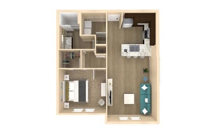 a floor plan with a bedroom and a living room