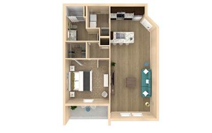 1 bed 1 bath Horizon Floor Plan with 824 square feet at The Oasis at Lakewood Ranch, Florida, 34211