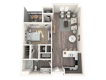 1 bed 1bath Haven  Floor Plan at The Oasis at Plymouth, Plymouth, MA