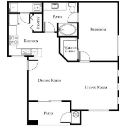 1 bedroom 1 bath floor plan A at The Aliante by Picerne, Scottsdale, AZ, 85259