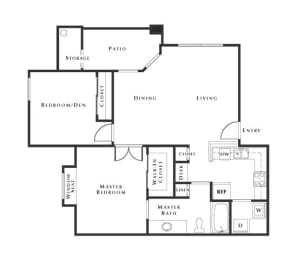 2 bed 1 bath floor plan at The Belmont by Picerne, Las Vegas, NV, 89183