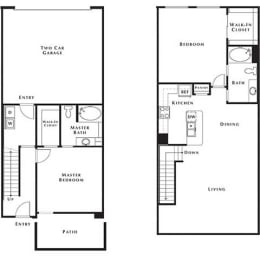 2 bed 2 bath floor plan C at Level 25 at Cactus by Picerne, Nevada