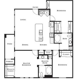 3 bed 2 bath floor plan at Level 25 at Oquendo by Picerne, Nevada, 89148