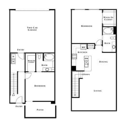 2 bed 2 bath floor plan B at Level 25 at Oquendo by Picerne, Las Vegas