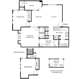 2 Bed 1 Bath Floor Plan at The Pavilions by Picerne, Las Vegas, NV, 89166