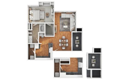 a floor plan of a house with a bedroom and a living room