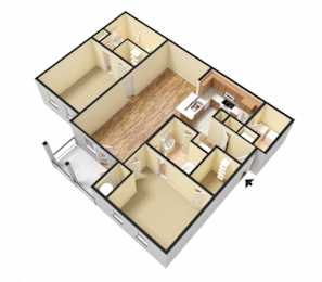 B1 (Traditional) Floor Plan at Island Park Apartments in Shreveport, Louisiana, LA