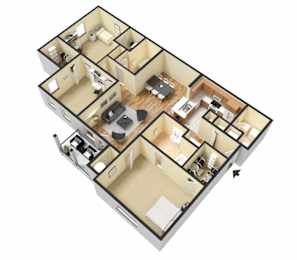 C1 (Corporate) Floor Plan at Island Park Apartments in Shreveport, Louisiana, LA