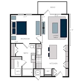 A4, 1Bed/1Bath, 756 sq. ft. with an ADA tub at the Alastair at Aria Village Apartments in Sandy Springs, GA