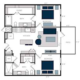 B1, 2Bed/2Bath, 1,008 sq. ft. at the Alastair at Aria Village Apartments in Sandy Springs, GA