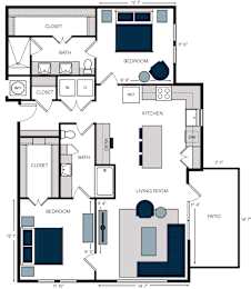 B10, 2Bed/2Bath, 1283 sq. ft. at The Alastair at Aria Village Apartments in Sandy Springs, GA