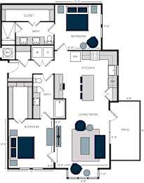 B11, 2Bed/2Bath, 1313 sq. ft at The Alastair at Aria Village in Sandy Springs, GA