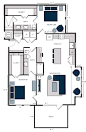 B12, 2Bed/2Bath, 1358 sq. ft at the Alastair at Aria Village Apartments in Sandy Springs, GA