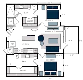 B2, 2Bed/2Bath, 1,058 sq. ft. at the Alastair at Aria Village Apartments in Sandy Springs, GA