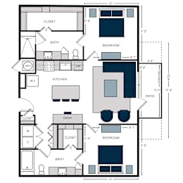 B3, 2Bed/2Bath, 1,134 sq. ft. at the Alastair at Aria Village Apartments in Sandy Springs, GA