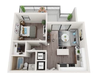 A1 Floor Plan at Alameda West, Miami, 33144