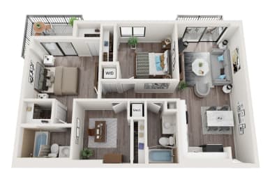 B14D Floor Plan at Alameda West, Miami, FL, 33144
