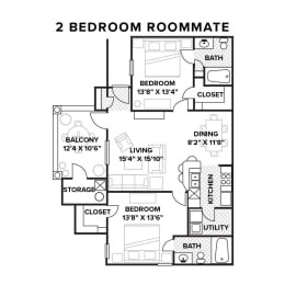  Floor Plan 2 Bedroom Roommate