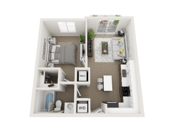 1 bedroom 1 bathroom floor plan Gat Blue Lagoon 7, Miami, FL, 33126