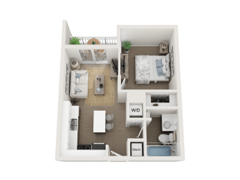 1 bedroom 1 bathroom floor plan H at Blue Lagoon 7, Miami, FL