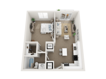 1 bedroom 1 bathroom floor plan I at Blue Lagoon 7, Miami, 33126