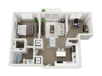 1 bedroom 1 bathroom floor plan L at Blue Lagoon 7, Florida