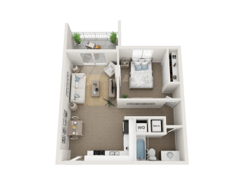 1 bedroom 1 bathroom floor plan K at Blue Lagoon 7, Miami