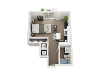 1 bedroom 1 bathroom floor plan E at Blue Lagoon 7, Florida