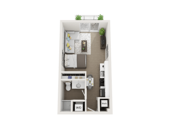 1 bedroom 1 bathroom floor plan C at Blue Lagoon 7, Miami, Florida