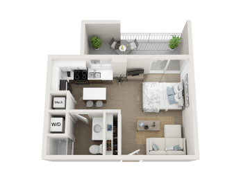 1 bedroom 1 bathroom floor plan Aat Blue Lagoon 7, Miami, FL