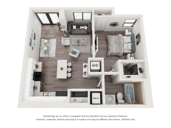 1 Bedroom 1 Bathroom Floor Plan at Bay Village1, Palmetto Bay, FL