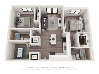 Barton 2 Bed 2 Bath Floor Plan at Bay Village1, Palmetto Bay, FL