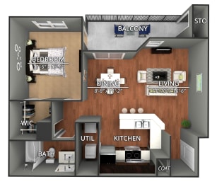 A3 Floor Plan at Creekside on Parmer Lane Apartments in Austin, Texas, TX