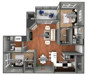 B4 Floor Plans at Creekside on Parmer Lane Apartments in Austin, Texas, TX