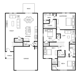 Douglas - 4 Bedroom 2,5 Bath 2,121 Sq. Ft. Floor Plan at Beacon at Meridian, San Antonio, 78245