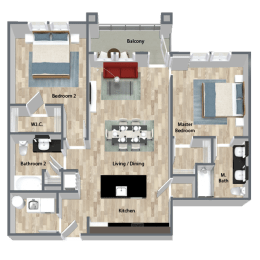 Coconut Floor Plan at  Dunedin Commons Apartment Homes in Dunedin, Florida, FL
