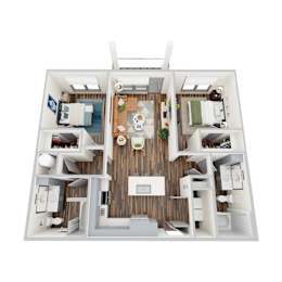B1-2, 2Bed/2Bath, 1018 sq. ft. at the Epoch on Eagle Apartments in Denton, TX