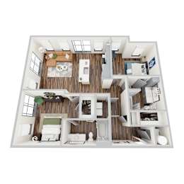 B4, 2Bed/2Bath, 1157 sq. ft. at the Epoch on Eagle Apartments in Denton, TX