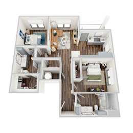 B6, 2Bed/2Bath, 1048 sq. ft. at the Epoch on Eagle Apartments in Denton, TX