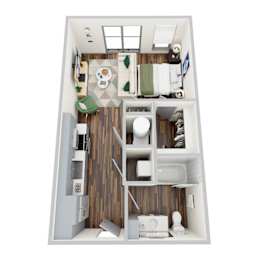 S1-2, Studio/1Bath, 542 sq. ft. at the Epoch on Eagle Apartments in Denton, TX