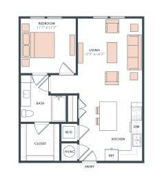A2-1 floor plan at Era Apartment in Denton, TX