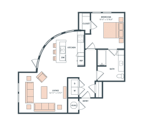 A7 floor plan at Era Apartment in Denton, TX