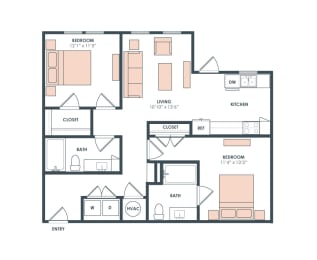 B1 floor plan at Era Apartment in Denton, TX