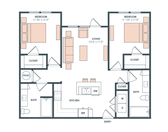 B2 floor plan at Era Apartment in Denton, TX