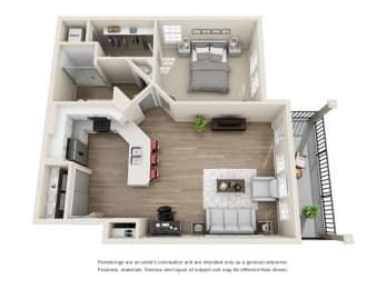 B 3D Floorplan at Evergreen at Southwood in Tallahassee, FL