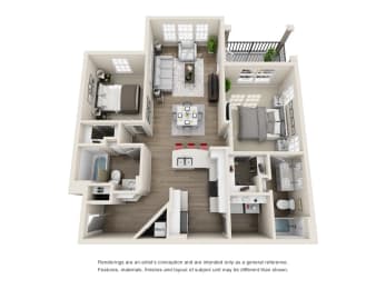 D 3D Floorplan at Evergreen at Southwood in Tallahassee, FL