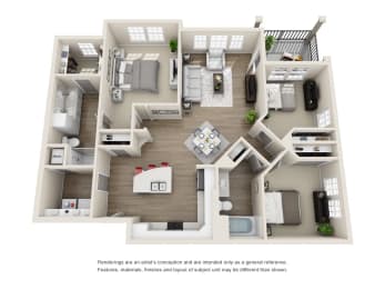 E 3D Floorplan at Evergreen at Southwood in Tallahassee, FL