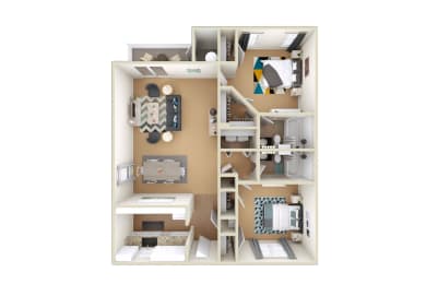 3D Large Villa Floor Plan at Grand Reserve at Columbus Apartments in Columbus, Georgia, GA